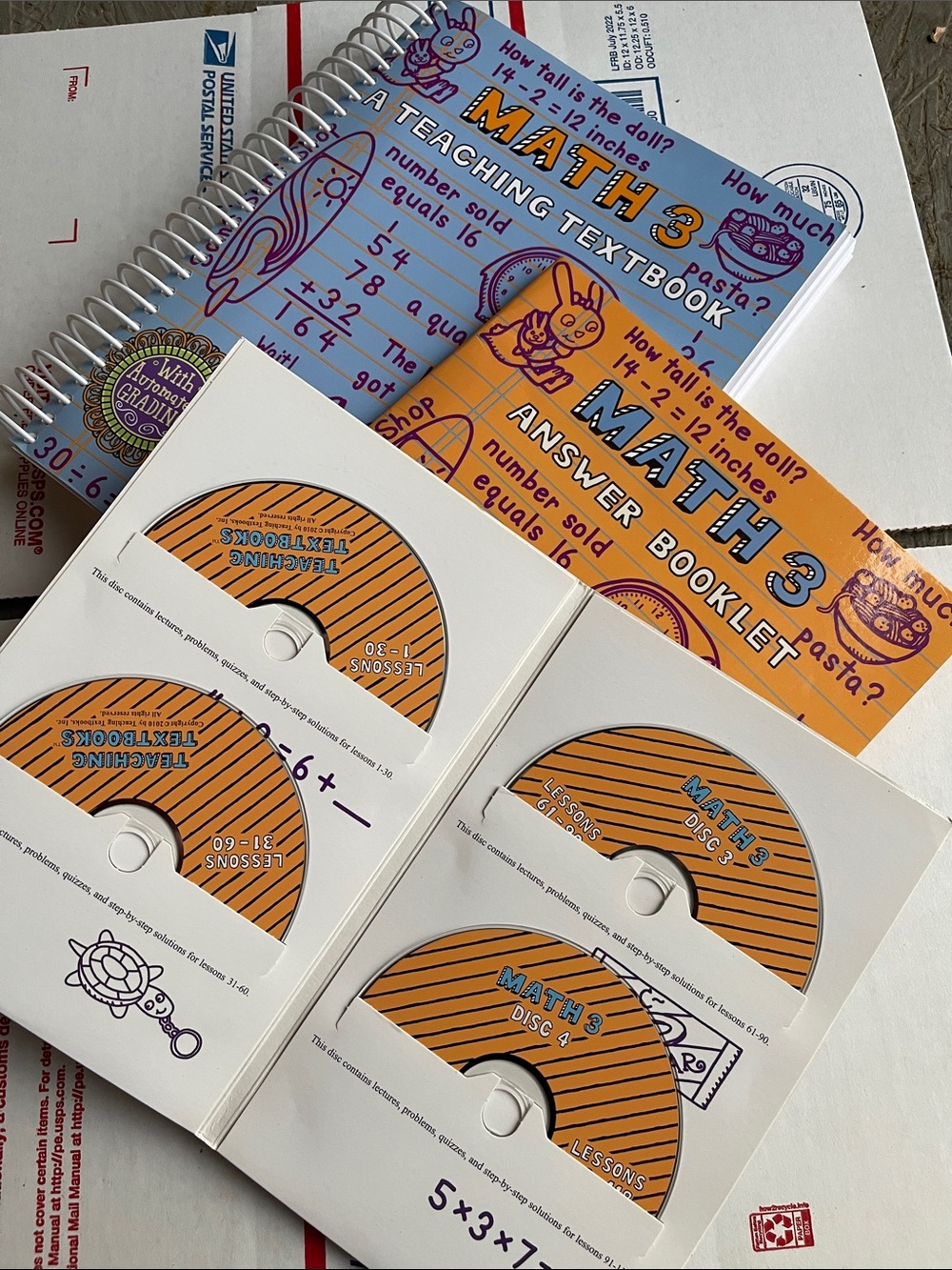 Math 3 Teaching Textbook & Answer Booklet with Orange CD Discs